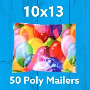 50 10x13 Colorful Balloons Poly Mailers